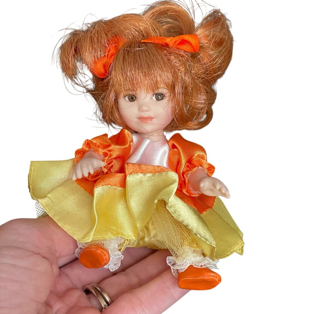 Marie Osmond Candy Corn Too Sweet Doll 5" 2008 Red Hair Orange Yellow Dress READ